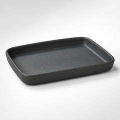 Bandeja rectangular de gres color carbon con acabado mate