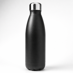 Botella termica de acero inoxidable negro mate con tapa de rosca
