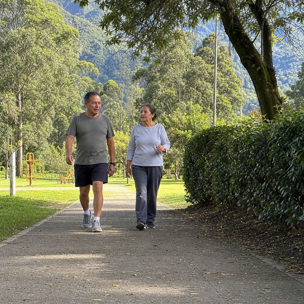 Pareja caminando en el parque