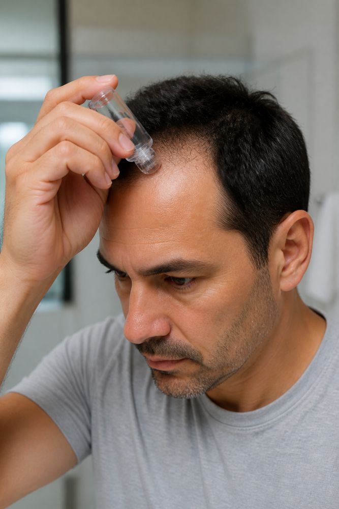 Hombre aplicando el sistema de infusión a toques sobre las entradas