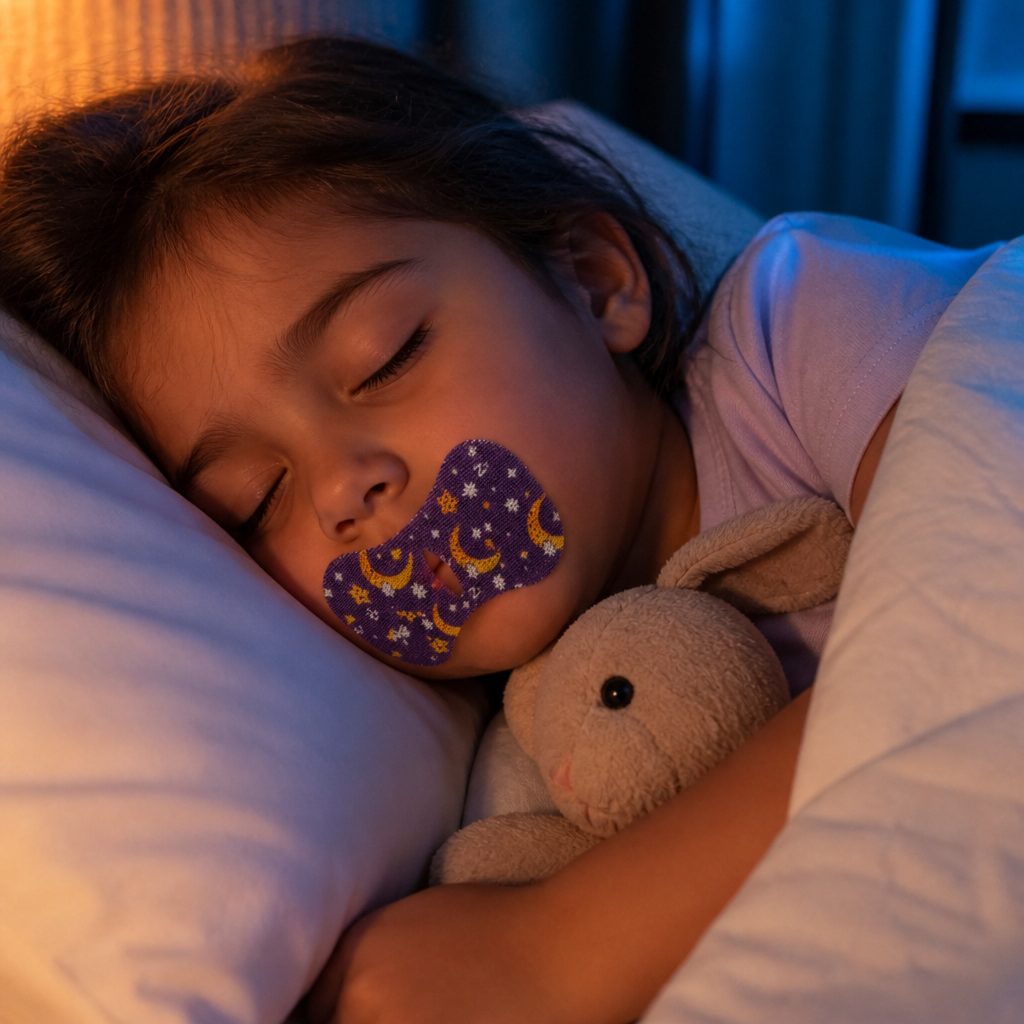 Niña durmiendo con el parche puesto